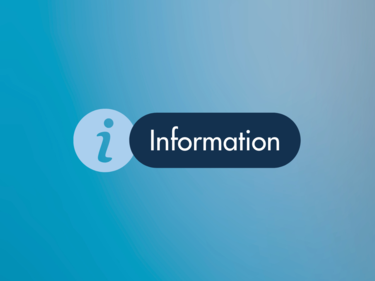 Blue background with Information icon and "Information" in a blue rounded box